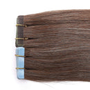 Benehair Human Hair Tape in Remy Hair Extensions Light Brown 12 inch Highlighted Seamless Invisible Skin Weft Tape ins Long Straight Hair 20pcs 50g Double Sided Tapes