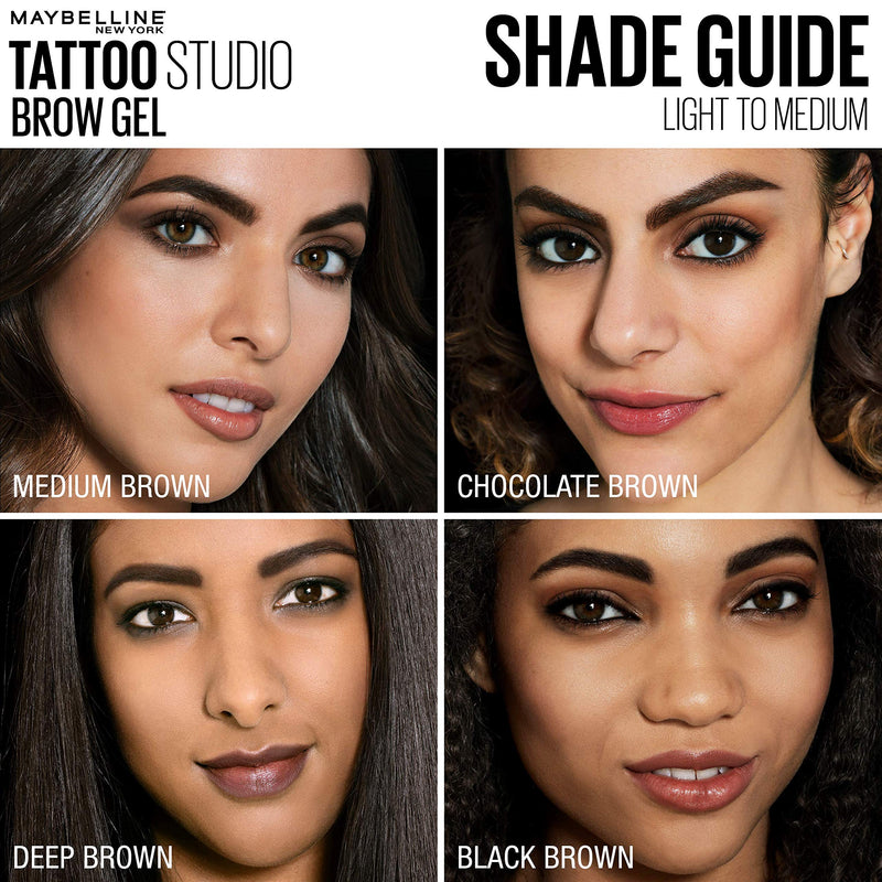 Maybelline TattooStudio Waterproof Eyebrow Gel Makeup, Medium Brown, 0.23 Fl Oz (Pack of 1) Maybelline New York