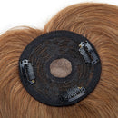 S-noilite Clip In Mono Topper with Bangs 100% Real Human Hair Crown Toppers with Wispy Bangs 10 Inch 32g Light Brown Top Hairpiece For Women with Thinning Hair/Gray Hair/Short Hair/Hair Loss