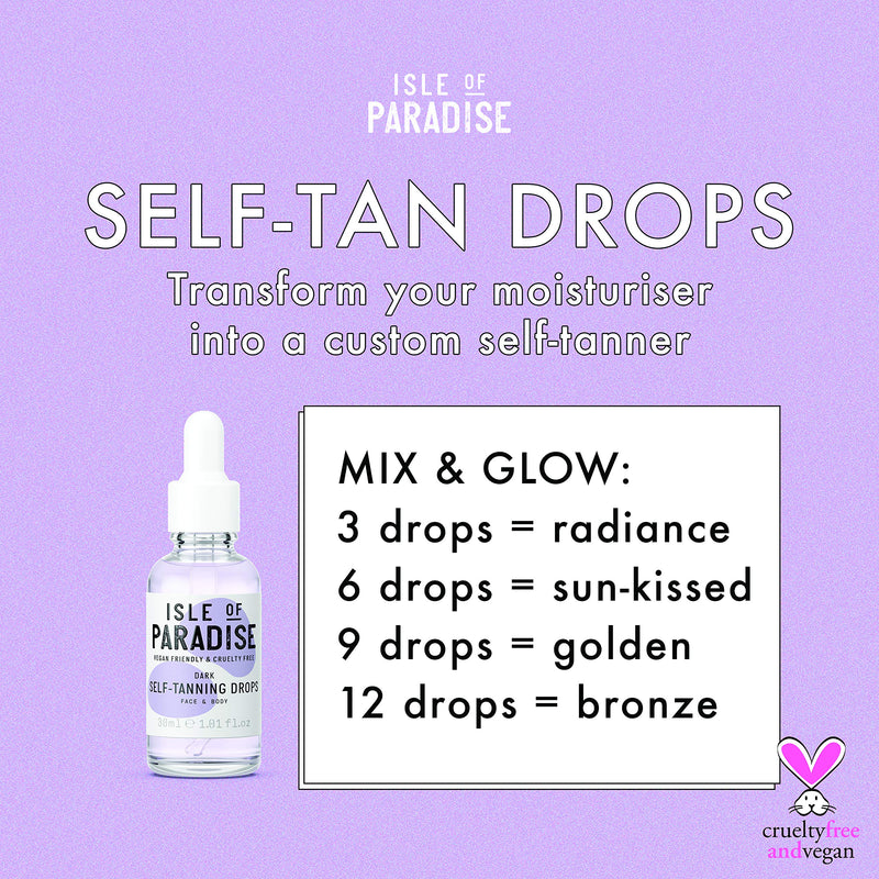 Isle of Paradise Self Tanning Drops - Vegan, Cruelty Free Self-Tan Drops, 30ml - Dark (Bronzed Glow) Isle of Paradise