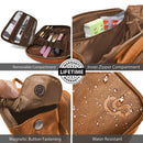 Toiletry Bag for Men or Women - Dopp Kit For Travel. Large Cosmetic and Shaving Bag. Toiletries Organizer PU Leather Bags (Large, Brown) QS Store