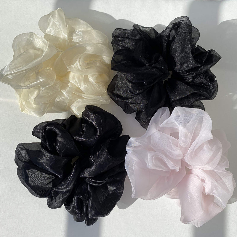 ANYA accessories Oversized Scrunchie | Extra Large Organza Look Hair Tie (Black Pearl) ANYA accessories Store