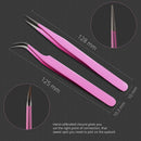SIVOTE Lash Tweezers for Eyelash Extensions, Hand Calibrated Straight & Curved Tip, Pack of 2, Pink SIVOTE