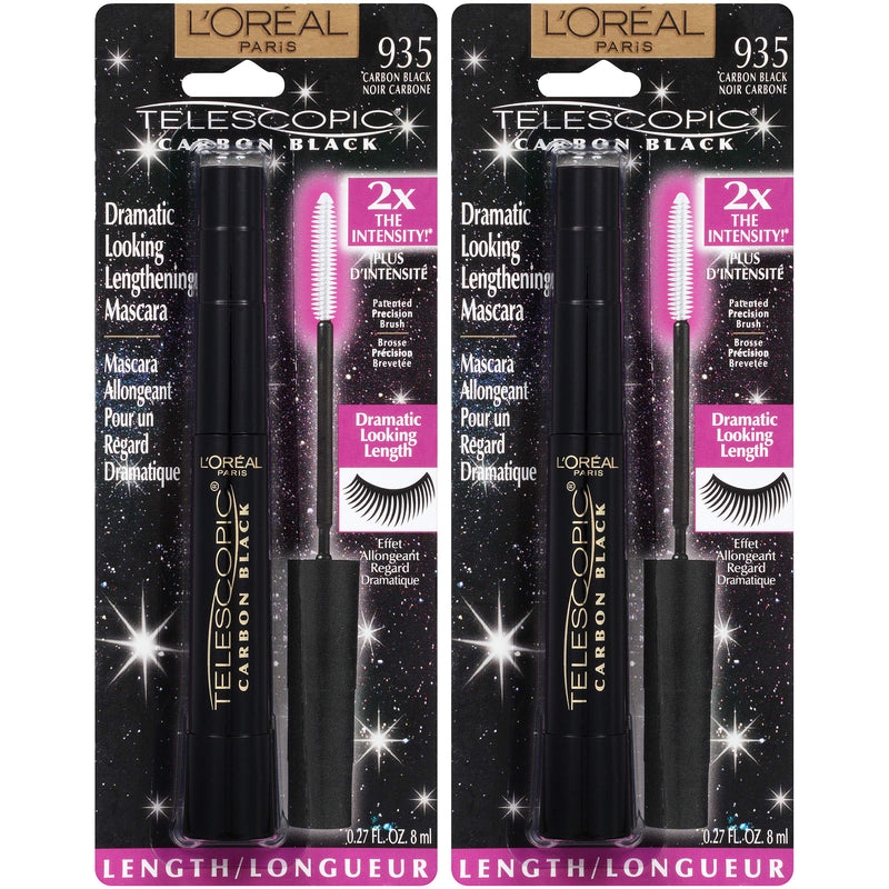 L'Oreal Paris Makeup Telescopic Original Lengthening Mascara, Carbon Black, 0.27 Fl Oz (Pack of 2) L'Oreal Paris