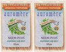 Auromere Ayurvedic Neem Toothpicks - Vegan, Natural, Non GMO, Made from Birchwood (100 Count), 2 Pack Auromere