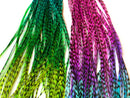 Tie Dye Feather Hair Extensions, 100% Real Rooster Feathers, 20 Long Thin Loose Individual Feathers, By Feather Lily Feather Lily