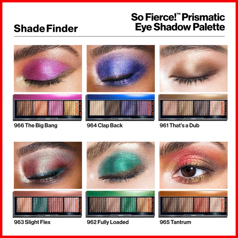 REVLON So Fierce! Prismatic Eyeshadow Palette, Creamy Pigmented Eye Makeup in Blendable Matte & Pearl Finishes, 962 Fully Loaded, 0.21 oz. REVLON