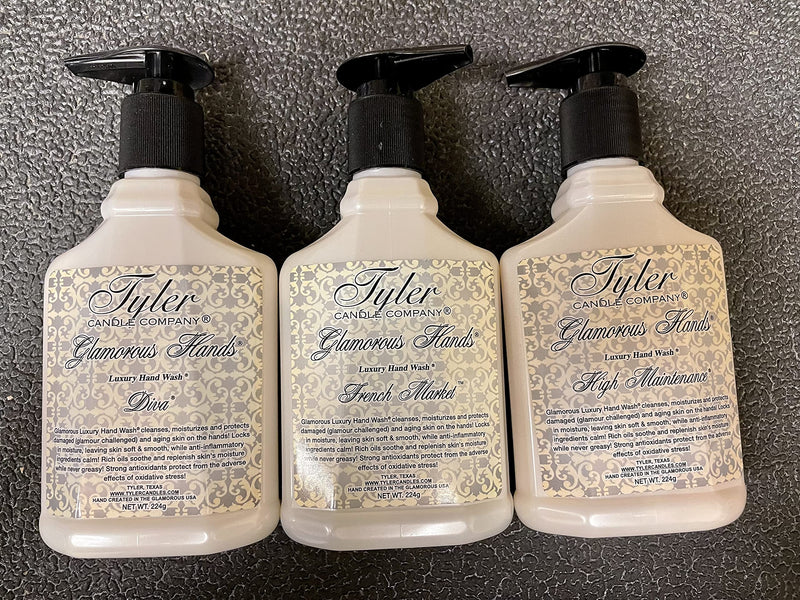 Tyler Candle Glamorous Hands Diva Luxury Hand Wash 8 Ounce (Diva High Maintenance and French Market) Tyler Candle
