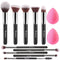 BEAKEY Makeup Brushes Set, Professional Foundation Eyeshadow Concealer Blush Powder Bronzer Applicator, 2 Blender Sponge with Beauty Paper Case Infinity Warehouse