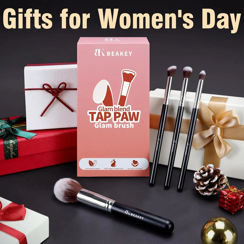 BEAKEY Makeup Brushes Set, Professional Foundation Eyeshadow Concealer Blush Powder Bronzer Applicator, 2 Blender Sponge with Beauty Paper Case Infinity Warehouse