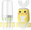 Kids Electric U Shaped Toothbrush Children Rechargeable Sonic Toothbrush with 6 Soft Brush Head Automatic Full Mouth 6 Cleaning Modes -Age8-15 Yellow Infinity Warehouse