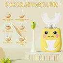 Kids Electric U Shaped Toothbrush Children Rechargeable Sonic Toothbrush with 6 Soft Brush Head Automatic Full Mouth 6 Cleaning Modes -Age8-15 Yellow Infinity Warehouse