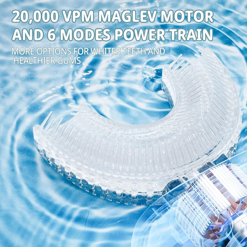 Kids Electric U Shaped Toothbrush Children Rechargeable Sonic Toothbrush with 6 Soft Brush Head Automatic Full Mouth 6 Cleaning Modes -Age8-15 Yellow Infinity Warehouse