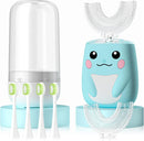 Kids Electric U Shaped Toothbrush Children Rechargeable Sonic Toothbrush with 6 Soft Brush Head Automatic Full Mouth 6 Cleaning Modes -Age8-15 Yellow Infinity Warehouse