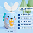 Kids U Shaped Electric Toothbrush with 4 Brush Heads, Sonic Toothbrush Kids with 5 Modes, Cartoon Dinosaur 360-Degree Cleaning IPX7 Waterproof Design (2-6 Age (Blue)) Infinity Warehouse