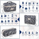 Makeup Bag Set, Quilted Makeup Bag, Large Floral Cosmetic Bag for Women, Cute Cotton Makeup Bags, Flower Travel Toiletry Organizer Bag (Black Rose Flower) Infinity Warehouse