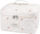 Makeup Bag Set, Quilted Makeup Bag, Large Floral Cosmetic Bag for Women, Cute Cotton Makeup Bags, Flower Travel Toiletry Organizer Bag (Black Rose Flower) Infinity Warehouse