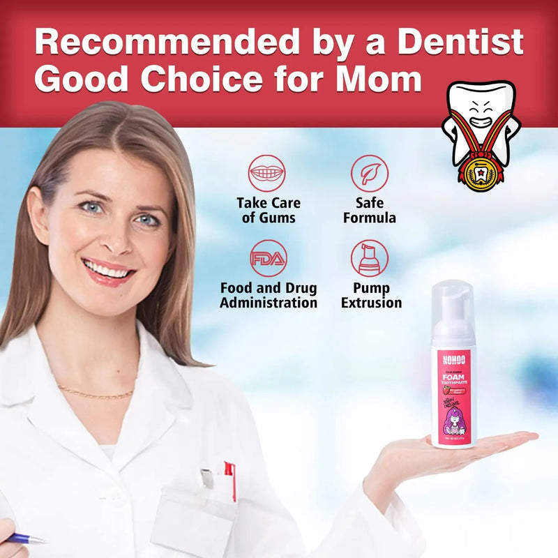 NOHOO Kids Foam Toothpaste with Fruit Flavor, Fluoride Free Natural Formul, Foam Toothpaste for Electric Toothbrush (Strawberry+Orange+Peach+Cantaloupe) Infinity Warehouse