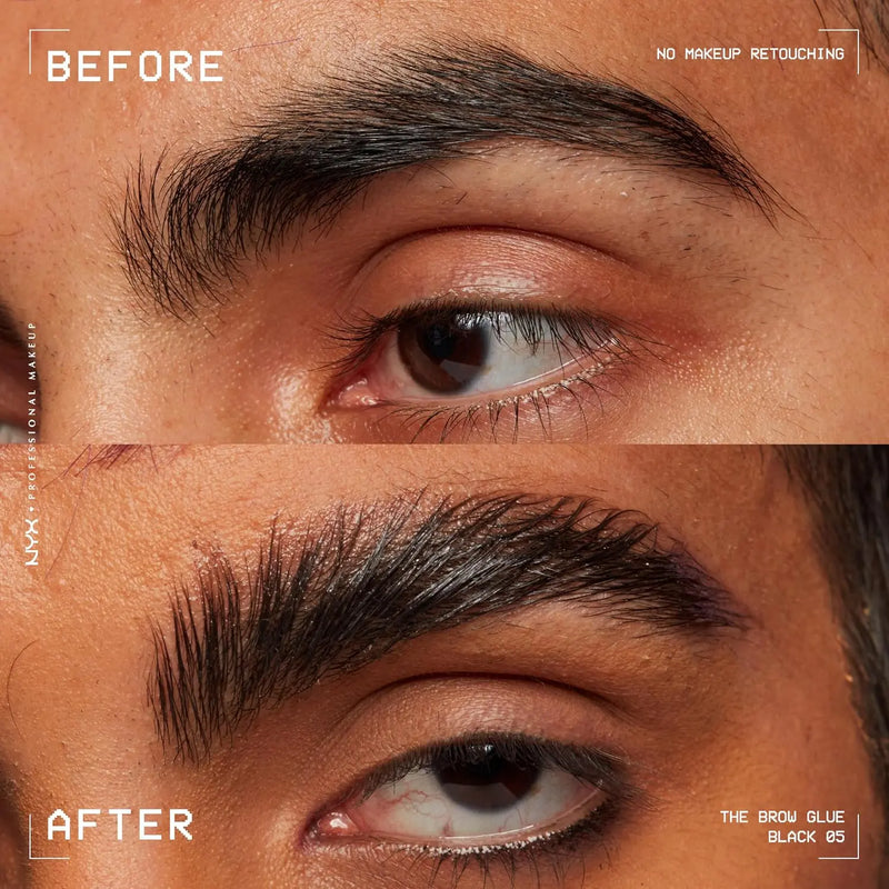 NYX PROFESSIONAL MAKEUP The Brow Glue, Extreme Hold Tinted Eyebrow Gel - Black Infinity Warehouse