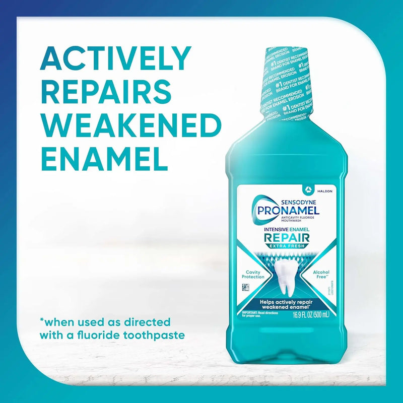 Sensodyne Pronamel Intensive Enamel Repair Alcohol-Free Mouthwash to Help Actively Repair Enamel and Protect Against Cavities, Extra Fresh, 3 x 16.9 fl oz Infinity Warehouse