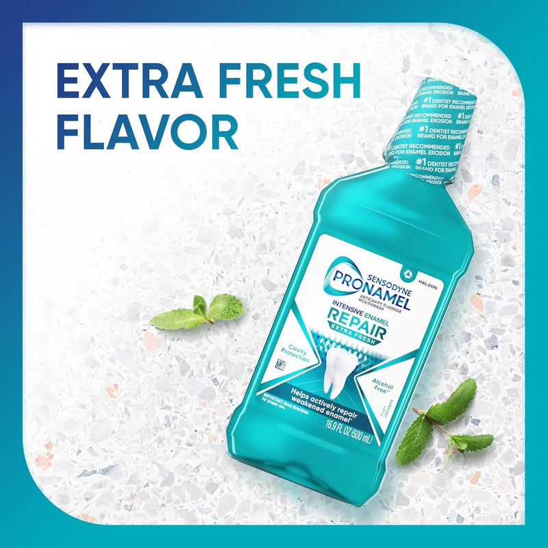 Sensodyne Pronamel Intensive Enamel Repair Alcohol-Free Mouthwash to Help Actively Repair Enamel and Protect Against Cavities, Extra Fresh, 3 x 16.9 fl oz Infinity Warehouse