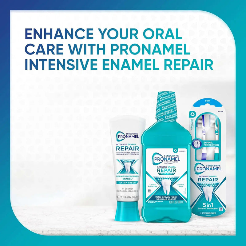 Sensodyne Pronamel Intensive Enamel Repair Alcohol-Free Mouthwash to Help Actively Repair Enamel and Protect Against Cavities, Extra Fresh, 3 x 16.9 fl oz Infinity Warehouse