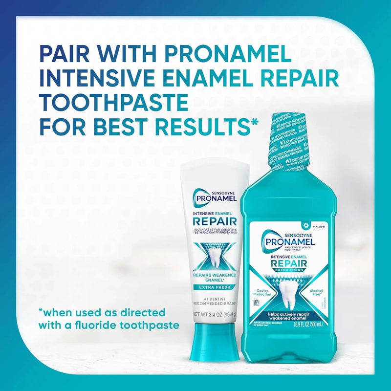 Sensodyne Pronamel Intensive Enamel Repair Alcohol-Free Mouthwash to Help Actively Repair Enamel and Protect Against Cavities, Extra Fresh, 3 x 16.9 fl oz Infinity Warehouse