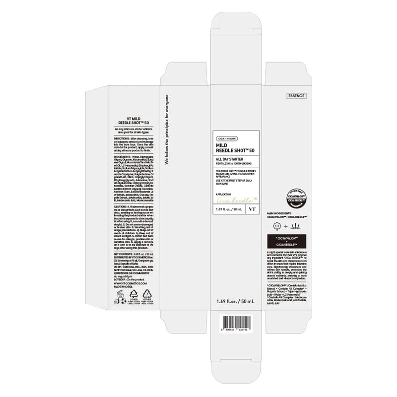 VT COSMETICS CICA Reedle Shot 50, Day&Night Mild Exosome, Microneedling Serum, Centella Asiatica, Hyaluronic Acid, Exfoliation, Soft & Glass Skin, Korean Skin Booster 1.69Fl Oz(50ml) Infinity Warehouse