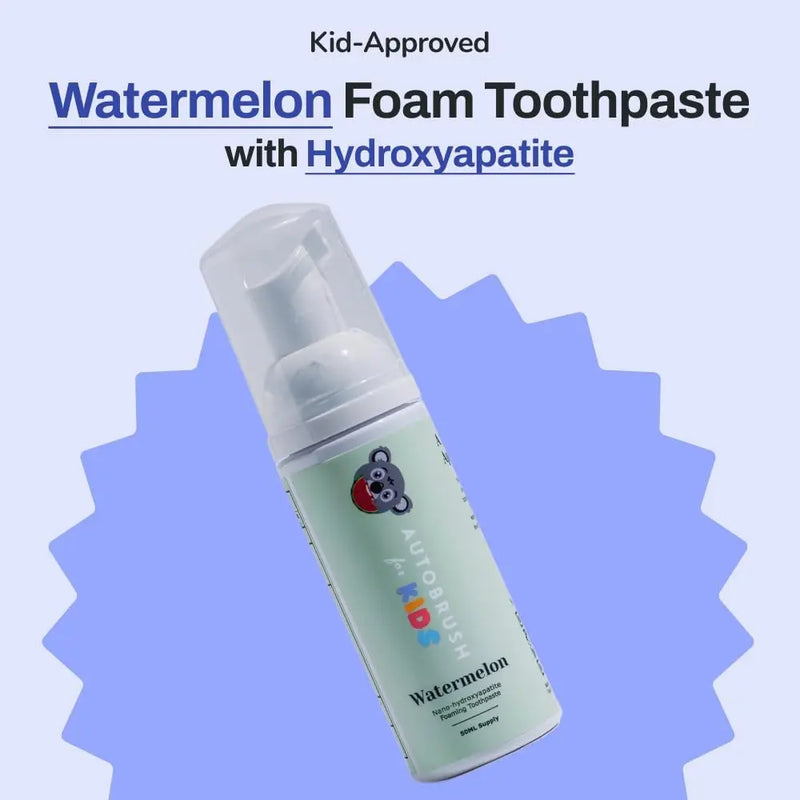 autobrush Kids Fluoride-Free Foaming Toothpaste Watermelon Flavor for Electric or U-Shaped Toothbrush, SLS-Free, Training Toothpaste, Anti-Cavity (3 Pack) Infinity Warehouse