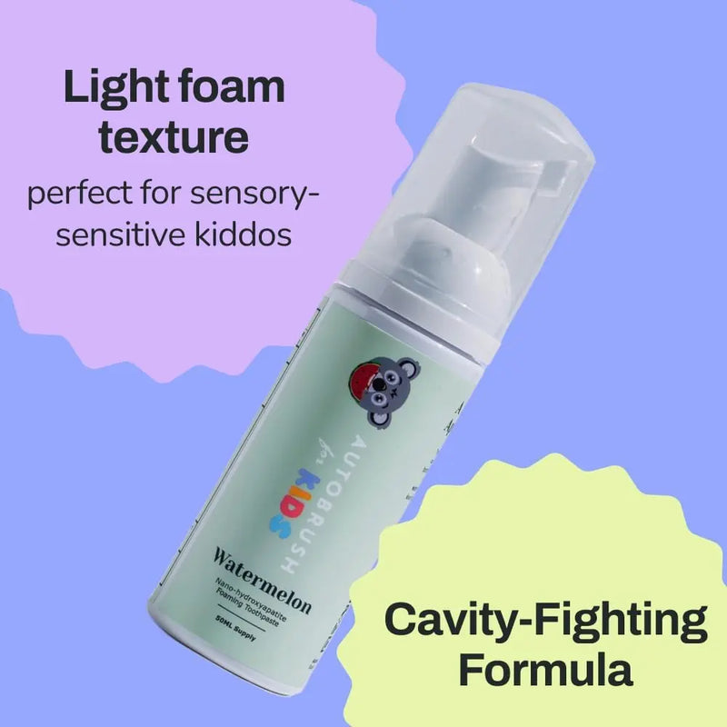 autobrush Kids Fluoride-Free Foaming Toothpaste Watermelon Flavor for Electric or U-Shaped Toothbrush, SLS-Free, Training Toothpaste, Anti-Cavity (3 Pack) Infinity Warehouse