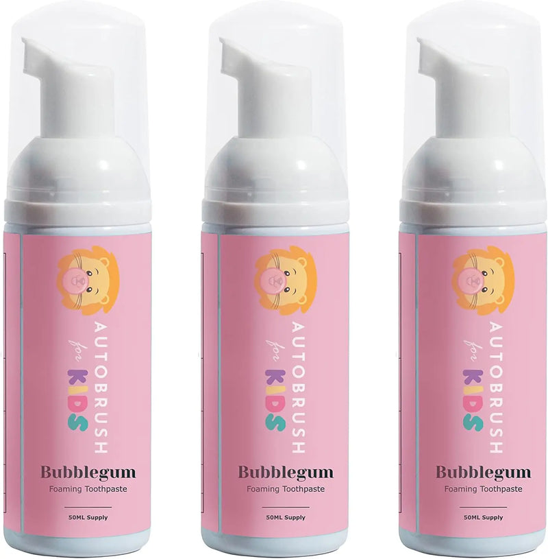 autobrush Kids Fluoride-Free Foaming Toothpaste Watermelon Flavor for Electric or U-Shaped Toothbrush, SLS-Free, Training Toothpaste, Anti-Cavity (3 Pack) Infinity Warehouse