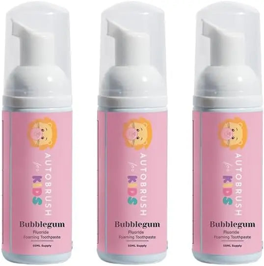 autobrush Kids Fluoride-Free Foaming Toothpaste Watermelon Flavor for Electric or U-Shaped Toothbrush, SLS-Free, Training Toothpaste, Anti-Cavity (3 Pack) Infinity Warehouse