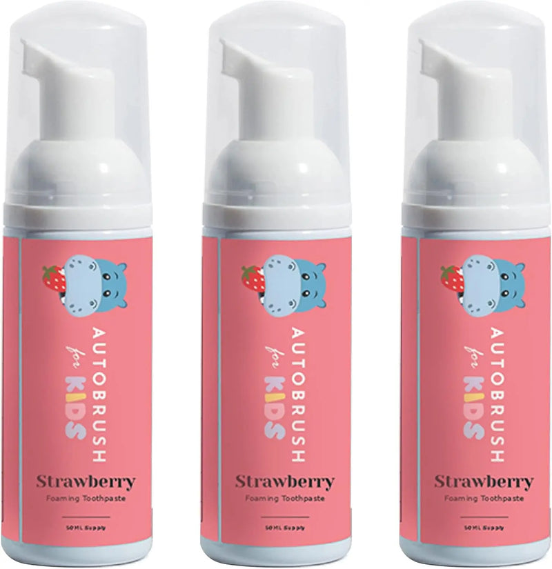 autobrush Kids Fluoride-Free Foaming Toothpaste Watermelon Flavor for Electric or U-Shaped Toothbrush, SLS-Free, Training Toothpaste, Anti-Cavity (3 Pack) Infinity Warehouse
