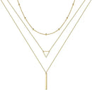 Gold Layered Necklaces for Women - 14K Gold Plated Handmade Multilayer Bar Pearls Coin Disc Moon Butterfly Medallion Adjustable Dainty Layered Choker Necklaces for Women Jewelry Beauty Coquette