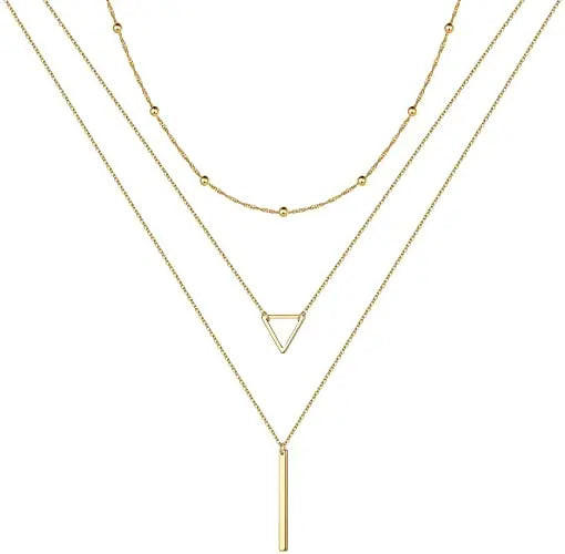 Gold Layered Necklaces for Women - 14K Gold Plated Handmade Multilayer Bar Pearls Coin Disc Moon Butterfly Medallion Adjustable Dainty Layered Choker Necklaces for Women Jewelry Beauty Coquette