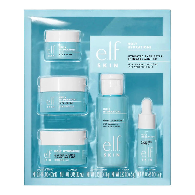 e.l.f. SKIN Holy Hydration! Hydrated Ever After Skincare Mini Kit, Cleanser, Makeup Remover, Moisturiser & Eye Cream For Hydrating Skin, Airplane-Friendly Sizes Infinity Warehouse