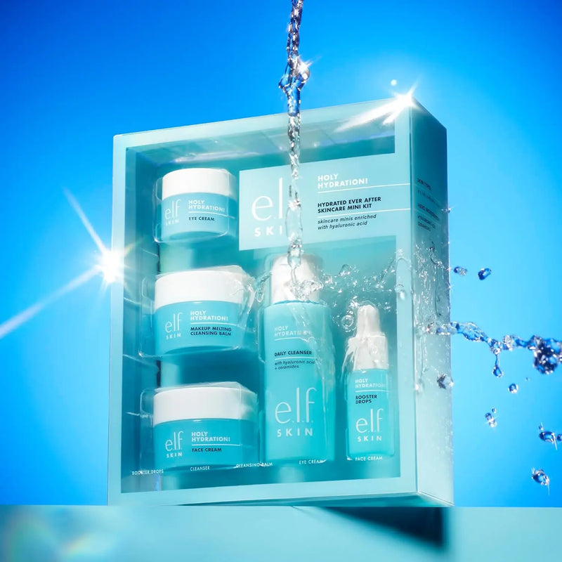 e.l.f. SKIN Holy Hydration! Hydrated Ever After Skincare Mini Kit, Cleanser, Makeup Remover, Moisturiser & Eye Cream For Hydrating Skin, Airplane-Friendly Sizes Infinity Warehouse