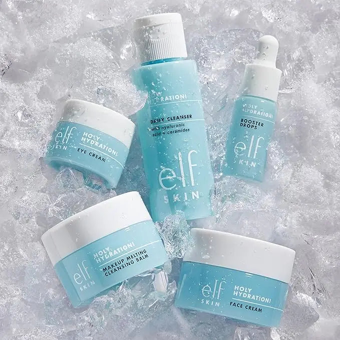 e.l.f. SKIN Holy Hydration! Hydrated Ever After Skincare Mini Kit, Cleanser, Makeup Remover, Moisturiser & Eye Cream For Hydrating Skin, Airplane-Friendly Sizes Infinity Warehouse
