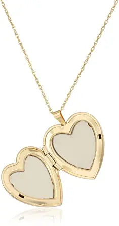 14k Gold-Filled Large Satin and Polished Finish Hand Engraved Heart Shaped Locket Necklace, 18" Beauty Coquette