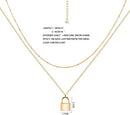 Layered Padlock Necklace Pendant Handmade 18k Gold Plated Dainty Gold Choker Arrow Bar Layering Long Necklace for Women Beauty Coquette