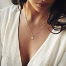 Layered Padlock Necklace Pendant Handmade 18k Gold Plated Dainty Gold Choker Arrow Bar Layering Long Necklace for Women Beauty Coquette