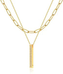 Layered Heart Necklace Pendant Handmade 18k Gold Plated Dainty Gold Choker Arrow Bar Layering Long Necklace for Women Beauty Coquette