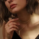 Layered Heart Necklace Pendant Handmade 18k Gold Plated Dainty Gold Choker Arrow Bar Layering Long Necklace for Women Beauty Coquette
