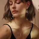 Layered Heart Necklace Pendant Handmade 18k Gold Plated Dainty Gold Choker Arrow Bar Layering Long Necklace for Women Beauty Coquette