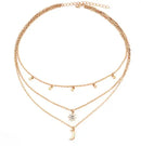 Women Simple Choker Moon Star Choker Necklace Pendant Necklace Trendy Necklace Teen Necklace Jewelry for Women and Girls Gift for Her (GOLD) Beauty Coquette
