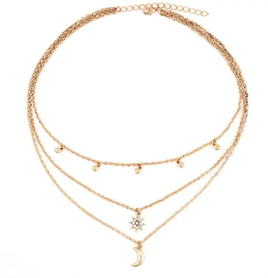 Women Simple Choker Moon Star Choker Necklace Pendant Necklace Trendy Necklace Teen Necklace Jewelry for Women and Girls Gift for Her (GOLD) Beauty Coquette