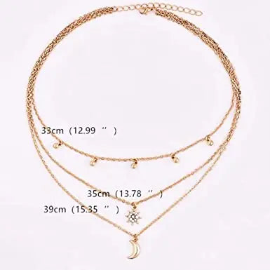 Women Simple Choker Moon Star Choker Necklace Pendant Necklace Trendy Necklace Teen Necklace Jewelry for Women and Girls Gift for Her (GOLD) Beauty Coquette