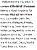 MICHAEL KORS 100ML EDP WHITE FOR WOMEN BRAND NEW & SEALED RARE & DISCONTINUED Infinity Warehouse