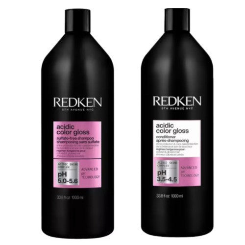 Redken Acidic Color Gloss Sulfate Free Shampoo & Conditioner Liter Set 33.8 floz Infinity Warehouse