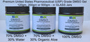 Pharmaceutical DMSO Liquid/Gel 99.9% Pure DMSO, 70/30 Water, 70/30 Aloe in Glass Infinity Warehouse